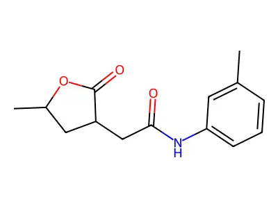 2-(5-methyl-2-oxooxolan-3-yl)-N-(3-methylphenyl)acetamide structure