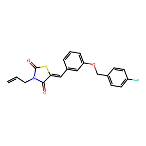 (5E)-5-{3-[(4-fluorobenzyl)oxy]benzylidene}-3-(prop-2-en-1-yl)-1,3-thiazolidine-2,4-dione structure