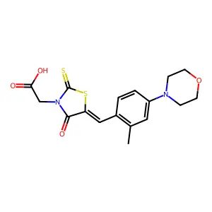 {(5E)-5-[2-methyl-4-(morpholin-4-yl)benzylidene]-4-oxo-2-thioxo-1,3-thiazolidin-3-yl}acetic acid structure