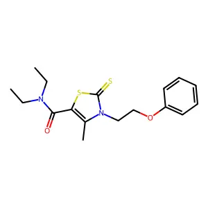 N,N-diethyl-4-methyl-3-(2-phenoxyethyl)-2-sulfanylidene-1,3-thiazole-5-carboxamide structure