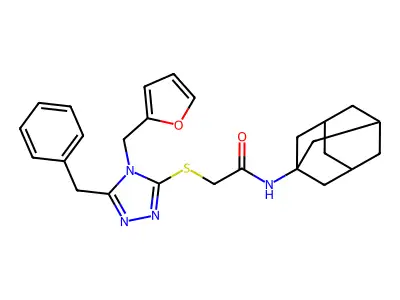 N-(1-adamantyl)-2-[[5-benzyl-4-(furan-2-ylmethyl)-1,2,4-triazol-3-yl]sulfanyl]acetamide structure
