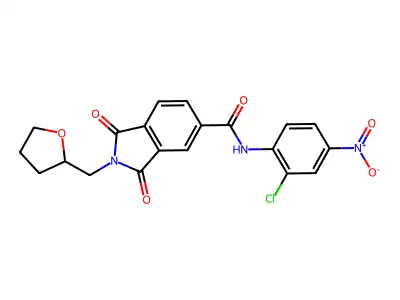 N-(2-chloro-4-nitrophenyl)-1,3-dioxo-2-(oxolan-2-ylmethyl)isoindole-5-carboxamide structure