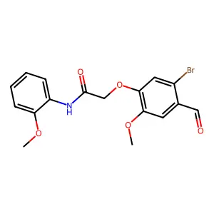 2-(5-bromo-4-formyl-2-methoxyphenoxy)-N-(2-methoxyphenyl)acetamide structure