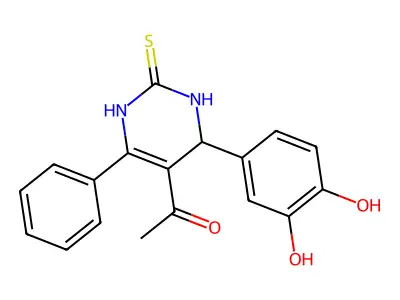 1-[4-(3,4-dihydroxyphenyl)-6-phenyl-2-sulfanylidene-3,4-dihydro-1H-pyrimidin-5-yl]ethanone structure