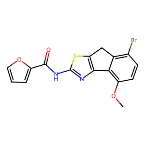 N-(5-bromo-8-methoxy-4H-indeno[1,2-d][1,3]thiazol-2-yl)furan-2-carboxamide structure