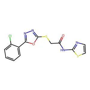 2-{[5-(2-chlorophenyl)-1,3,4-oxadiazol-2-yl]sulfanyl}-N-(1,3-thiazol-2-yl)acetamide structure