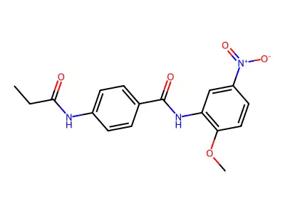 N-(2-methoxy-5-nitrophenyl)-4-(propanoylamino)benzamide structure