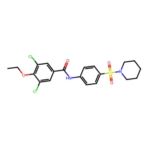 3,5-dichloro-4-ethoxy-N-[4-(piperidin-1-ylsulfonyl)phenyl]benzamide structure