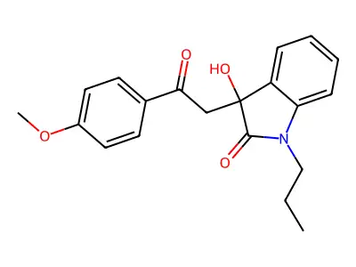 3-hydroxy-3-[2-(4-methoxyphenyl)-2-oxoethyl]-1-propyl-1,3-dihydro-2H-indol-2-one structure