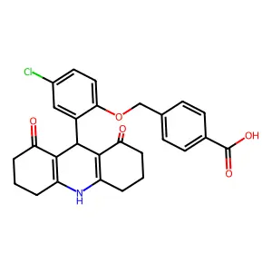 4-[[4-chloro-2-(1,8-dioxo-2,3,4,5,6,7,9,10-octahydroacridin-9-yl)phenoxy]methyl]benzoic Acid structure