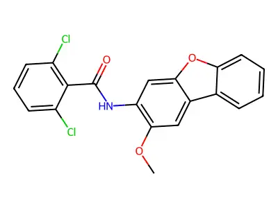 2,6-dichloro-N-(2-methoxydibenzofuran-3-yl)benzamide structure