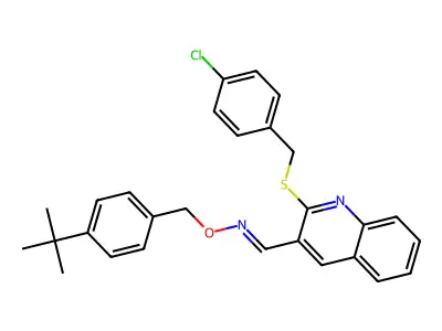 2-[(4-chlorobenzyl)sulfanyl]-3-quinolinecarbaldehyde O-[4-(tert-butyl)benzyl]oxime structure