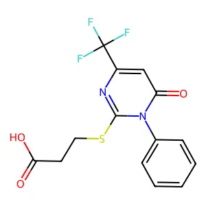 3-{[6-oxo-1-phenyl-4-(trifluoromethyl)-1,6-dihydro-2-pyrimidinyl]sulfanyl}propanoic acid structure