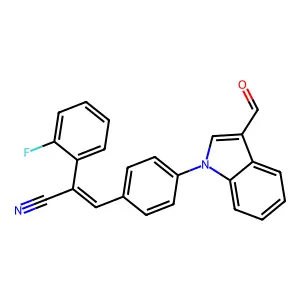 (Z)-2-(2-fluorophenyl)-3-[4-(3-formylindol-1-yl)phenyl]prop-2-enenitrile structure