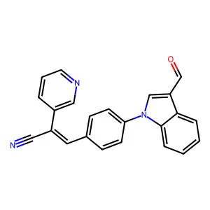 (Z)-3-[4-(3-formyl-1H-indol-1-yl)phenyl]-2-(3-pyridinyl)-2-propenenitrile structure