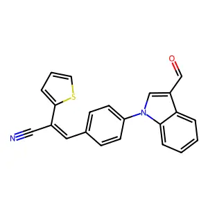 (E)-3-[4-(3-formyl-1H-indol-1-yl)phenyl]-2-(2-thienyl)-2-propenenitrile structure