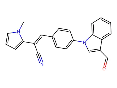 (Z)-3-[4-(3-formyl-1H-indol-1-yl)phenyl]-2-(1-methyl-1H-pyrrol-2-yl)-2-propenenitrile structure