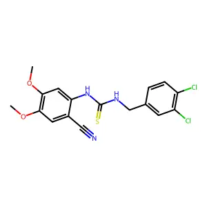 N-(2-cyano-4,5-dimethoxyphenyl)-N'-(3,4-dichlorobenzyl)thiourea structure