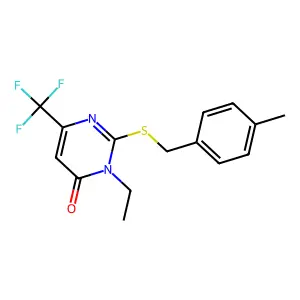 3-ethyl-2-[(4-methylbenzyl)sulfanyl]-6-(trifluoromethyl)-4(3H)-pyrimidinone structure
