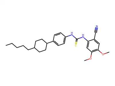 N-(2-cyano-4,5-dimethoxyphenyl)-N'-[4-(4-pentylcyclohexyl)phenyl]thiourea structure
