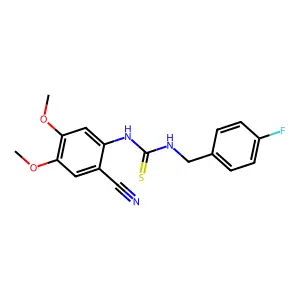 N-(2-cyano-4,5-dimethoxyphenyl)-N'-(4-fluorobenzyl)thiourea structure