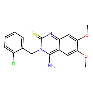 3-(2-chlorobenzyl)-4-imino-6,7-dimethoxy-3,4-dihydro-2(1H)-quinazolinethione structure