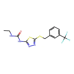 N-ethyl-N'-(5-{[3-(trifluoromethyl)benzyl]sulfanyl}-1,3,4-thiadiazol-2-yl)urea structure