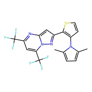 2-[3-(2,5-dimethyl-1H-pyrrol-1-yl)-2-thienyl]-5,7-bis(trifluoromethyl)pyrazolo[1,5-a]pyrimidine structure