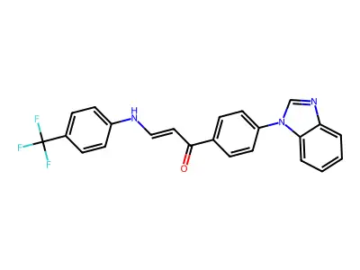 1-[4-(Benzimidazol-1-yl)phenyl]-3-[4-(trifluoromethyl)anilino]prop-2-en-1-one structure