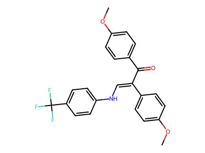 1,2-Bis(4-methoxyphenyl)-3-[4-(trifluoromethyl)anilino]prop-2-en-1-one structure
