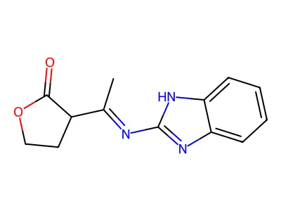 3-[N-(1H-benzimidazol-2-yl)-C-methylcarbonimidoyl]oxolan-2-one structure