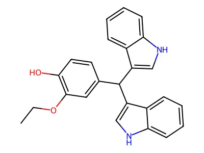 4-[bis(1H-indol-3-yl)methyl]-2-ethoxyphenol structure