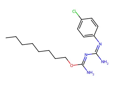 octyl N'-[N'-(4-chlorophenyl)carbamimidoyl]carbamimidate structure