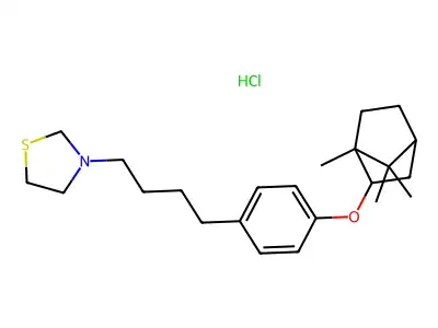 Thiazolidine, 3-(4-(p-(2-bornyloxy)phenyl)butyl)-, hydrochloride structure