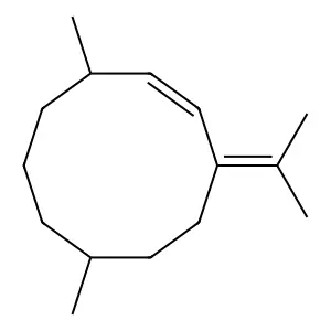 6,10-Dimethyl-3-(1-methylethylidene)-1-cyclodecene structure