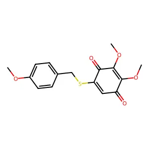 2,3-Dimethoxy-5-[(4-methoxyphenyl)methylsulfanyl]cyclohexa-2,5-diene-1,4-dione structure