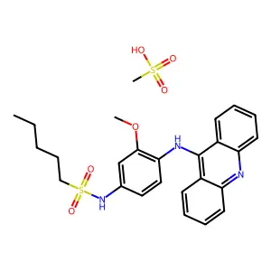 Pentanesulfonamide, N-(4-(acridin-9-ylamino)-3-methoxyphenyl)-, methanesulfonate structure