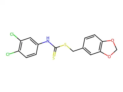1,3-benzodioxol-5-ylmethyl N-(3,4-dichlorophenyl)carbamodithioate structure
