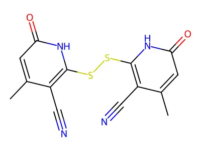 2-[(3-cyano-4-methyl-6-oxo-1H-pyridin-2-yl)disulfanyl]-4-methyl-6-oxo-1H-pyridine-3-carbonitrile structure