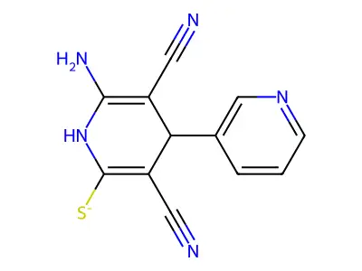 6-Amino-3,5-dicyano-4-pyridin-3-yl-1,4-dihydropyridine-2-thiolate structure
