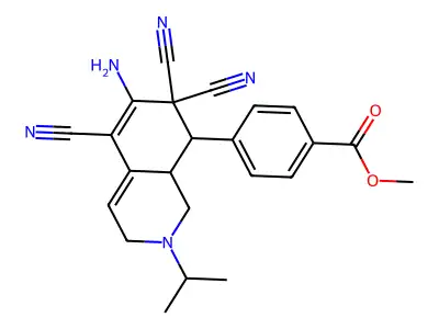 Methyl 4-(6-amino-5,7,7-tricyano-2-propan-2-yl-1,3,8,8a-tetrahydroisoquinolin-8-yl)benzoate structure