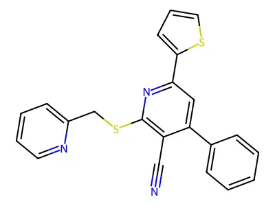 4-Phenyl-2-{[(pyridin-2-yl)methyl]sulfanyl}-6-(thiophen-2-yl)pyridine-3-carbonitrile structure