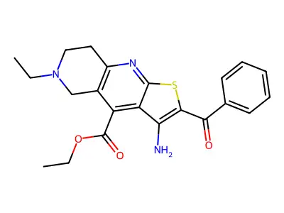 ethyl 3-amino-2-benzoyl-6-ethyl-5,6,7,8-tetrahydrothieno[2,3-b][1,6]naphthyridine-4-carboxylate structure