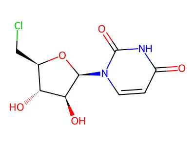 1-[5-(Chloromethyl)-3,4-dihydroxyoxolan-2-yl]pyrimidine-2,4-dione structure