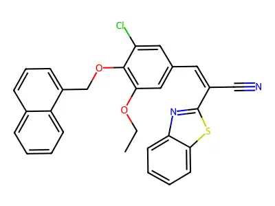 2-(1,3-Benzothiazol-2-yl)-3-{3-chloro-5-ethoxy-4-[(naphthalen-1-yl)methoxy]phenyl}prop-2-enenitrile structure