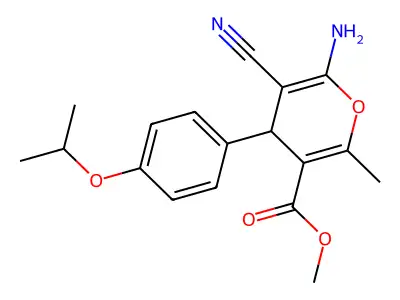 Methyl 6-amino-5-cyano-2-methyl-4-(4-propan-2-yloxyphenyl)-4H-pyran-3-carboxylate structure