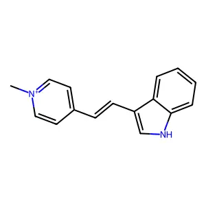 4-[(E)-2-(1H-Indol-3-yl)-vinyl]-1-methyl-pyridinium structure