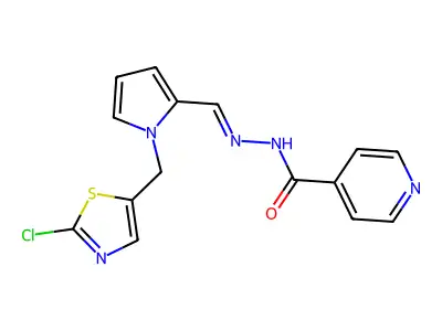 N'-((E)-{1-[(2-chloro-1,3-thiazol-5-yl)methyl]-1H-pyrrol-2-yl}methylidene)isonicotinohydrazide structure