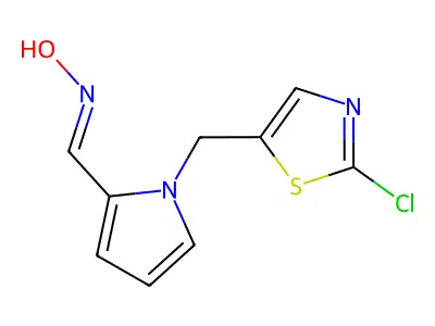 N-[[1-[(2-chloro-1,3-thiazol-5-yl)methyl]pyrrol-2-yl]methylidene]hydroxylamine structure