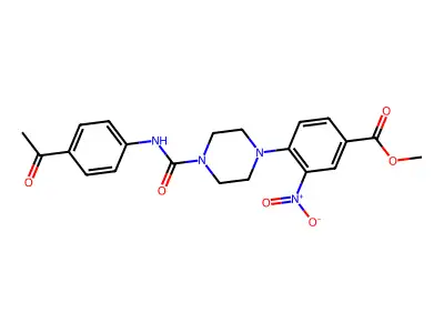 Methyl 4-{4-[(4-acetylanilino)carbonyl]piperazino}-3-nitrobenzenecarboxylate structure